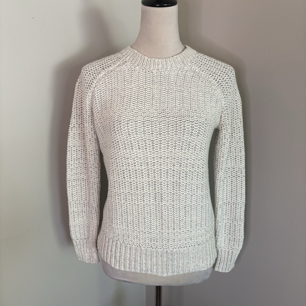 Vince Chunky Marled Knit Cream Sweater Gray Heathered Pullover Crewneck Women XS